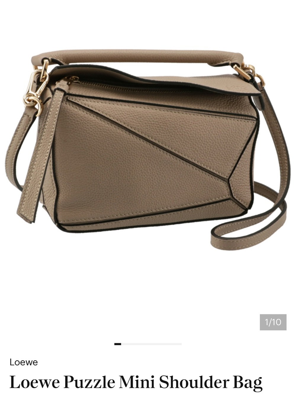 Loewe Taupe Puzzle Mini Crossbody with Gold Hardware